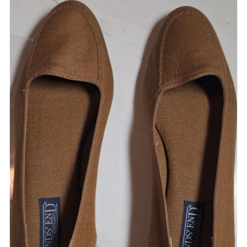 Lands' End Women's Brown Canvas Slip-On Flats Round Toe Size 7